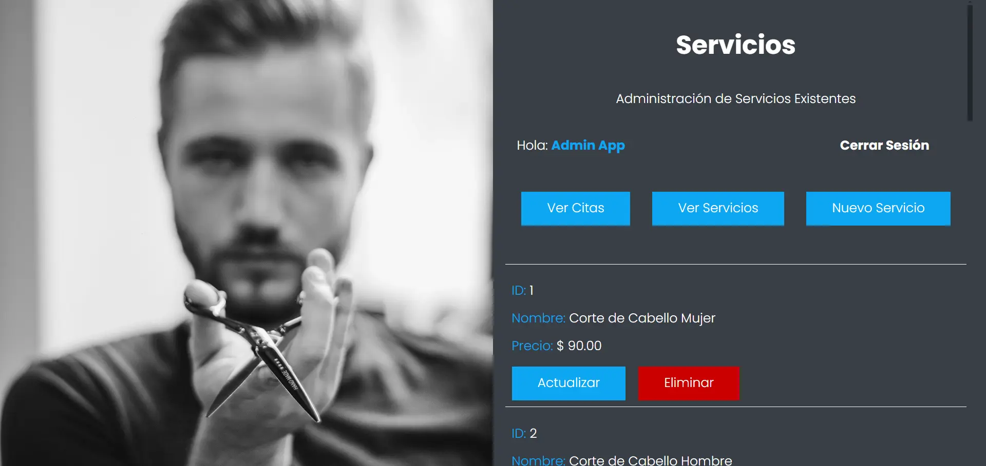 Captura de pantalla del proyecto /projects/AppSalon.webp