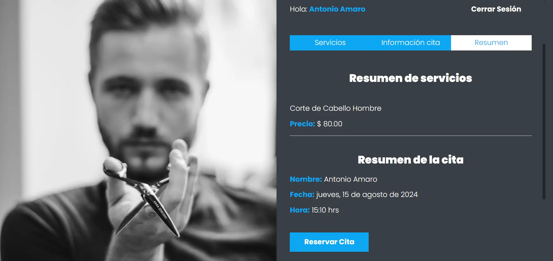 Captura de pantalla del proyecto /projects/AppSalonResumenCita.webp